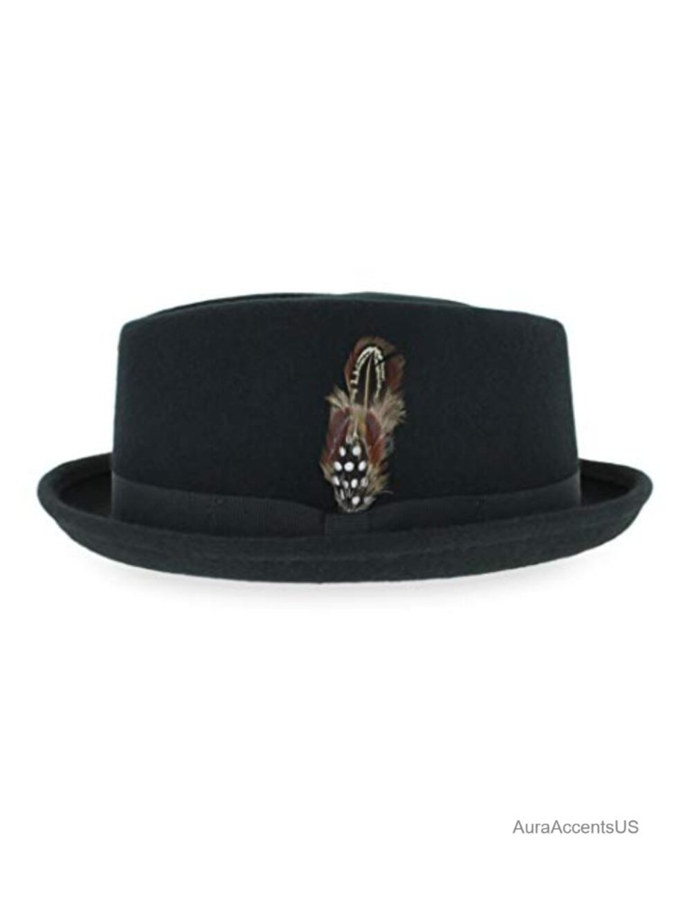 100% Pure Wool Crushable Porkpie Fedora Hat with Striped Band